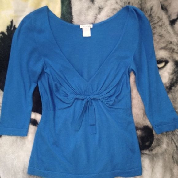 Oscar de la Renta Sweaters - Oscar De La Renta Cashmere Silk Tie Front Twist Sweater Blue Large